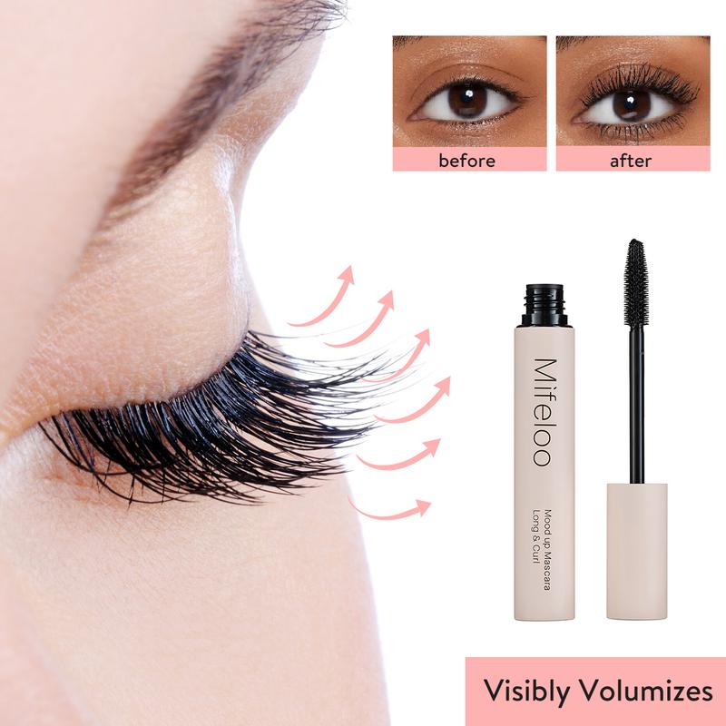 Mifeloo water-based  mascara,Waterproof Volumizing Eyelash Mascara,tubing black natural extension fiber Makeup Cosmetic