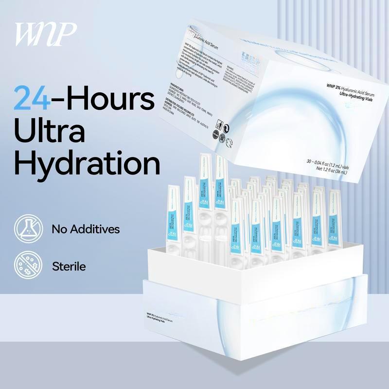 WNP Ultra-Hydrating Serum -Vegan | 3% Hyaluronic Acid Glass Skin Single-Use Vials Skincare Comfort Pack Skin Repair