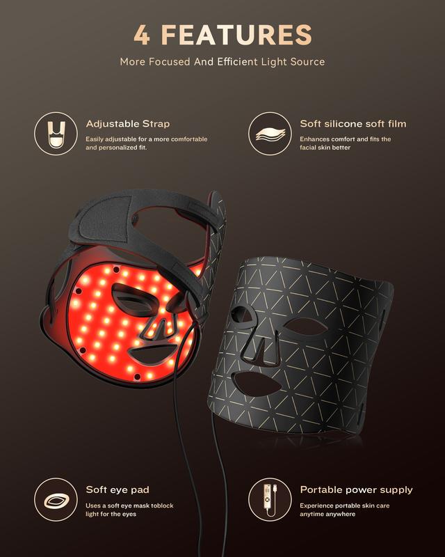 FOLOKE Light Therapy Mask, Red Light Face Mask Light Therapy, Portable and Rechargeable for Facial Led Mask Skincare at Home and Travel