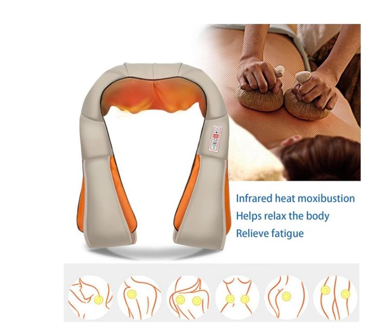 Shiatsu Back Massager,Deep Shiatsu Neck and Shoulder Massager, Foot Massager,3D Kneading Massage Pillow,Kneading Massage Pillow with in Beige and Orange