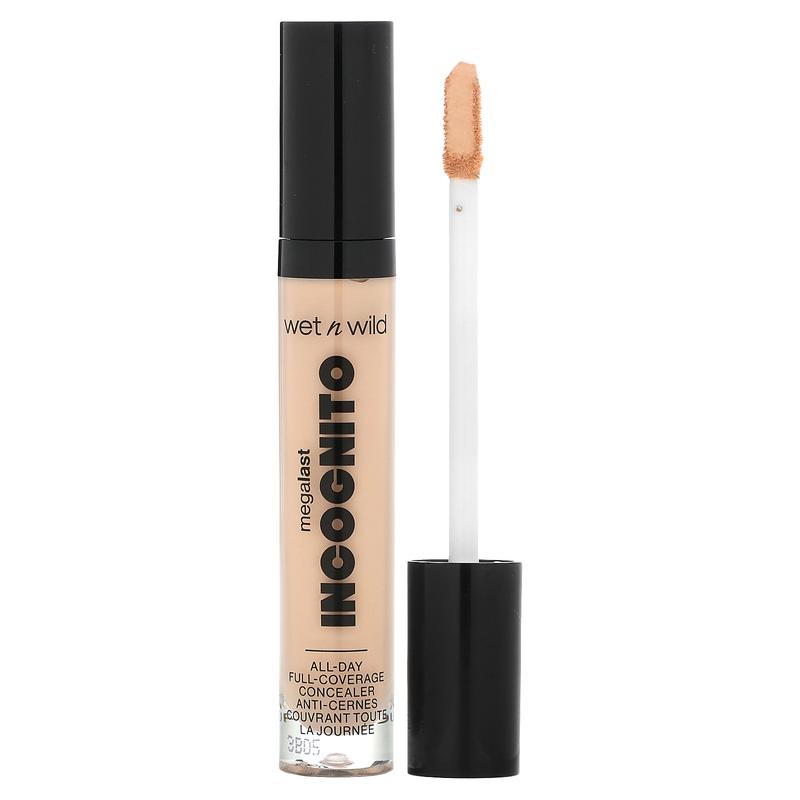 wet n wild MegaLast, Incognito, All-Day Full-Coverage Concealer, 1111899 Light Beige, 0.18 fl oz (5.5 ml)