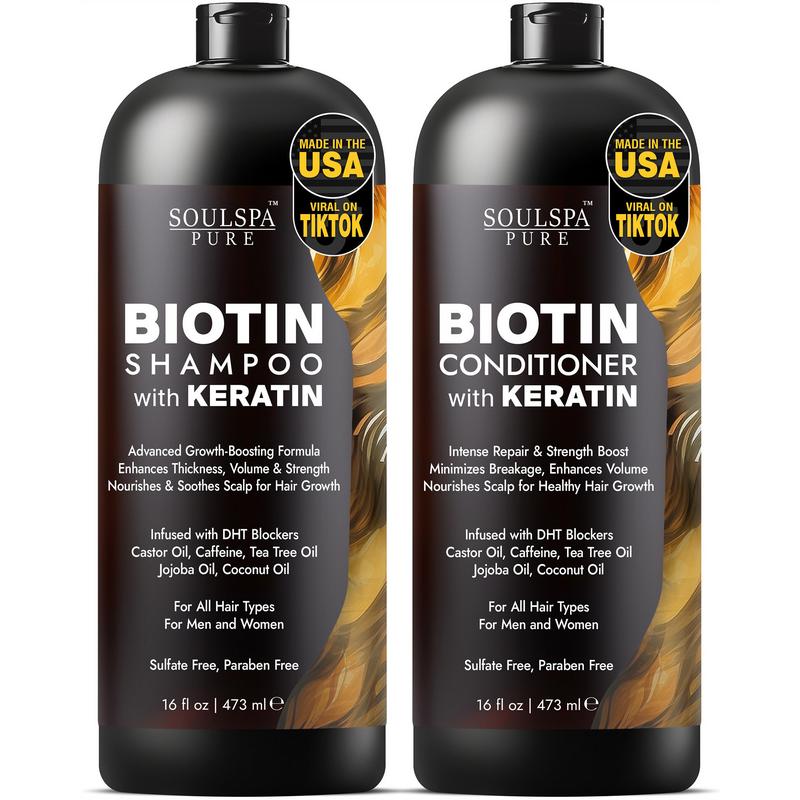 SOULSPA PURE Biotin Shampoo and Conditioner Set with Keratin Haircare Nourishing Haircare Nourishing Cleanser Cleansing