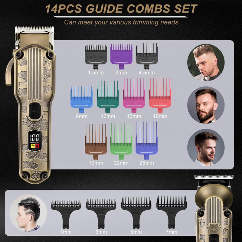 6-in-1 Beard Trimmer Kit & Hair Clipper Set for Men,includes Electric Foil Shaver.Nose & Body Hair Trimmer.Christmas & Thanksgiving gifts.professional father gift trim kit Durable Vintage Waterproof Adjustable Cordless Comfort