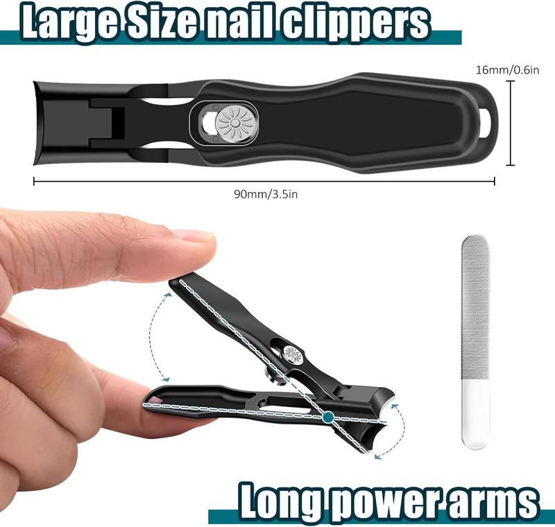 Ultra Wide Jaw Opening Nail Clipper Set,Sharp Stainless Steel Nail Clippers for Tough Nails, Clippers for FingerNails Toenails, Men & Women Nail Art