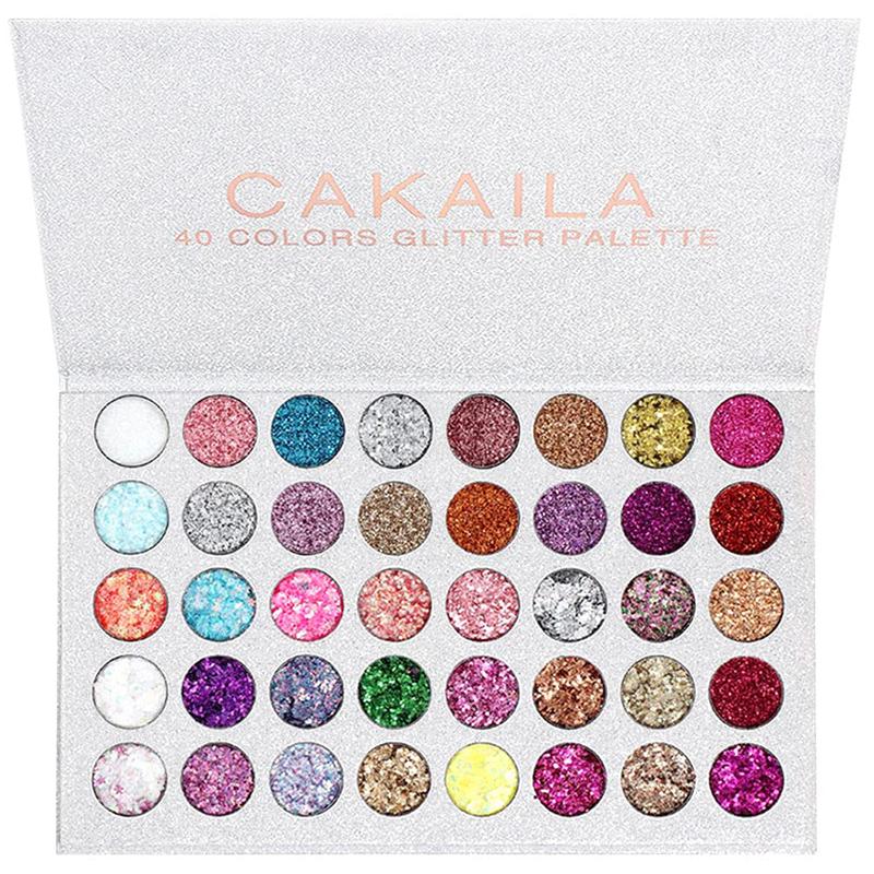 40 Colors Glitter Sparkle Eyeshadow Makeup Palette Pallets For Women Girls Black White Glitter Chunky Eyeshadow Pressed Powder Pink Shimmer Glue Gel Eyeshadow Cosmetic Radiant