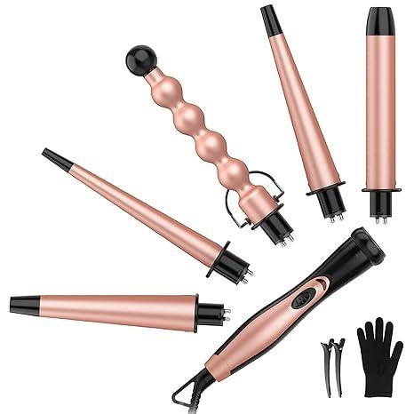 BESTOPE PRO  5 in 1 Curling Iron Set - BESTOPE PRO Curling Wand Iron with Interchangeable Barrels, 0.35”-1.25” Hair Curler Wand for Hairstyle, Instant Heat Up for All Hair Types, Heat Protective Glove & 2 Clips