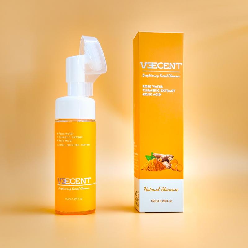 Daily Gentle Turmeric Kojic Acid Facial Cleanser Kit with Cleansing Pads and Brightening Serum