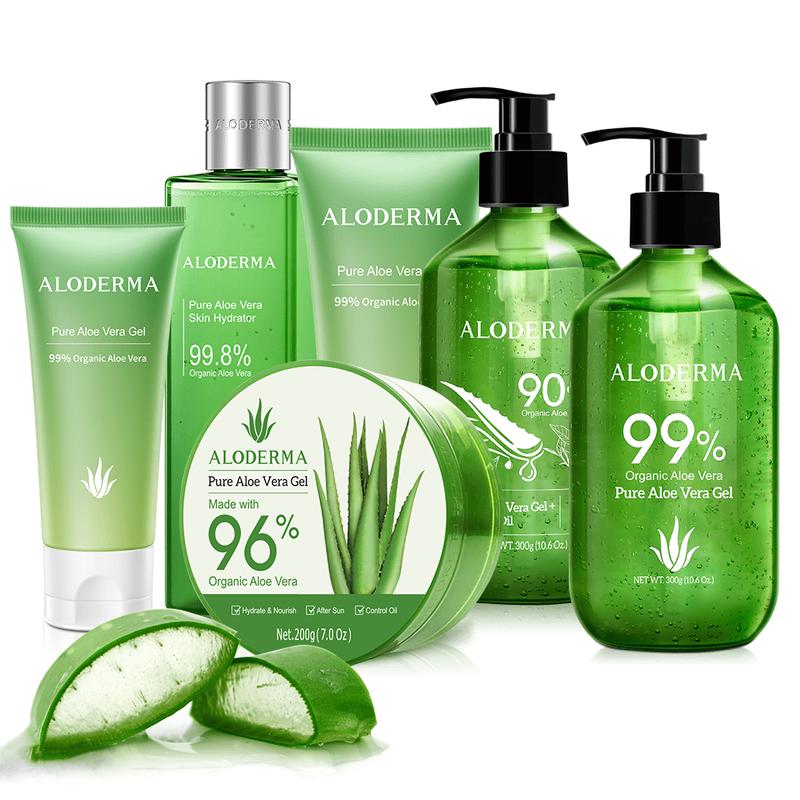 Aloderma Pure Organic Aloe Vera Gel and Hydrators - Made within 12 Hours of Harvest for Maximum Bioactivity Ideal for Skin Repair, Scalp, & Hair, Soothing Aloe Moisturizer