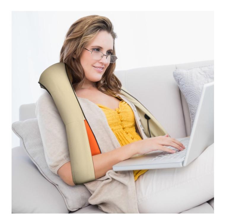 Shiatsu Back Massager,Deep Shiatsu Neck and Shoulder Massager, Foot Massager,3D Kneading Massage Pillow,Kneading Massage Pillow with in Beige and Orange