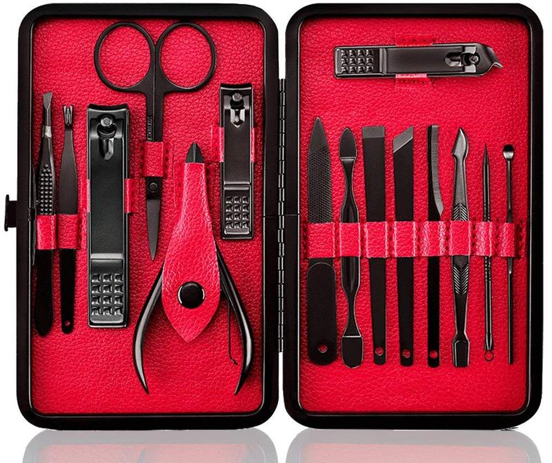 Keiby Citom Professional Stainless Steel Nail Clipper Travel & Grooming Kit Nail Tools Manicure & Pedicure Set of 15pcs with Luxurious Case professional pedicure