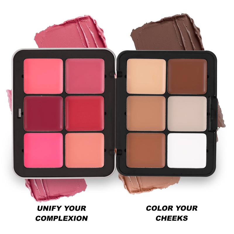 12 Color Blush Palette, Long Lasting Matte Blush Palette for Christmas Gift, Multipurpose Concealer Highlighter Palette, Makeup Palette for Women & Girls