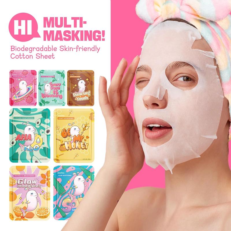 7 Pack Face Masks Skincare with Natural Ingredients for All Skin Types - Birthday Party Spa Gift for Kids Teens Girls - Comfort, Skin Repair