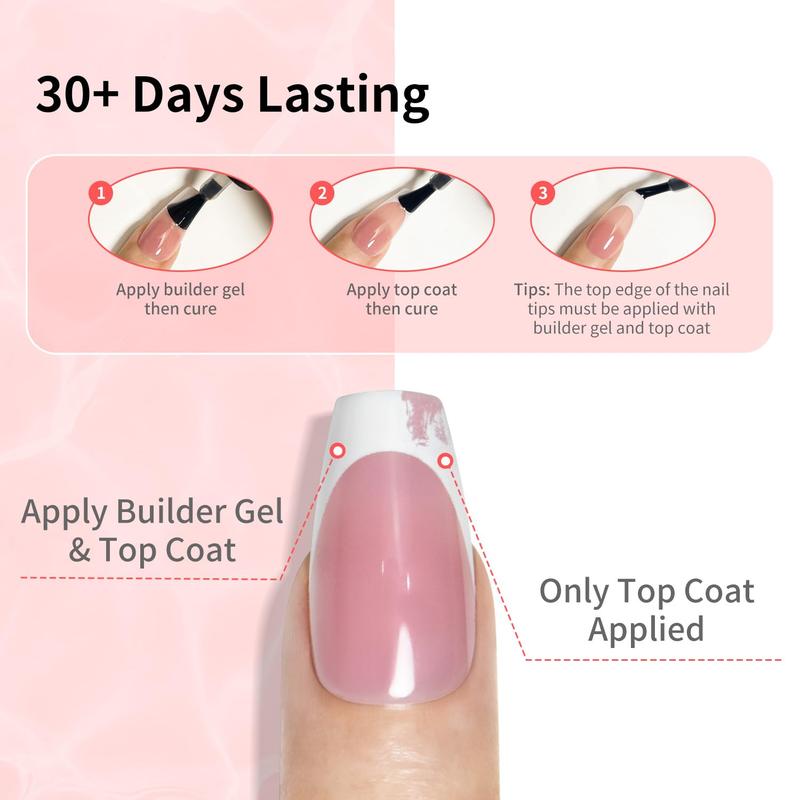 JODSONE 4 Bottles of 10 ML Capacity Builder Gel Nail Set Building Nail for Nail Apex and Extension Strengthener Hard Need to Cured By Nail Lamp