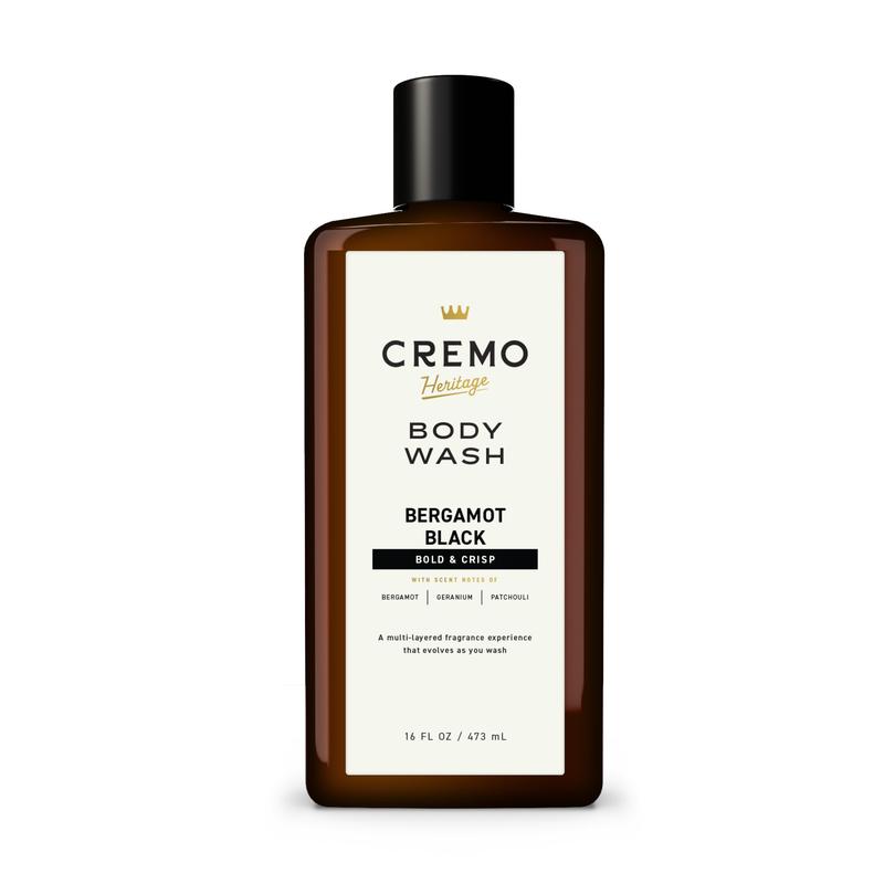 Cremo Mens Body Wash Heritage Black, Bergamot Black Scent, 16 fl oz