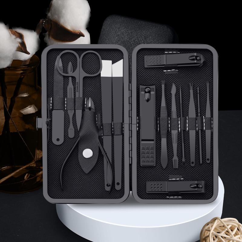 Stainless Steel Nail Clipper Set with Storage Box, 15pcs set Nail Clipper Kit, Professional Manicure & Pedicure Tool for Home & Salon Use