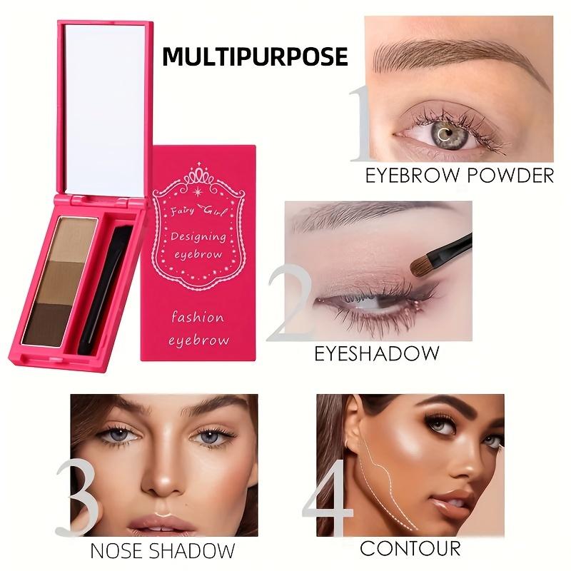 3 In 1 Eyebrow Powder With Brush Dark Brown Light Brown Black Brown Eyebrow Makeup Dye Eyebrow Cream Improving Facial Makeup