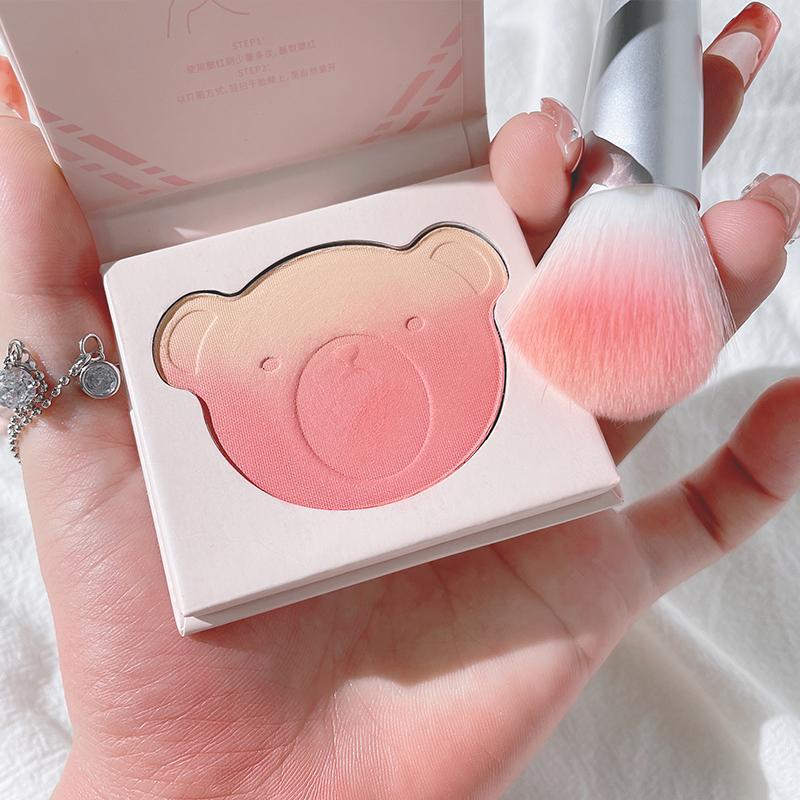 Gradient Blush Powder, Cute Bear Design Blush Palette, Facial Makeup Tools for Daily Use, Fine & Light Blush Palette, Gradient Design Facial Cosmetic, Christmas Gift