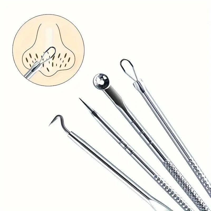 Blackhead Cleaning Tool Set, 4 Counts set Blackhead Extractor Tool with Accessories, Professional Skin Care Tool for Women & Men