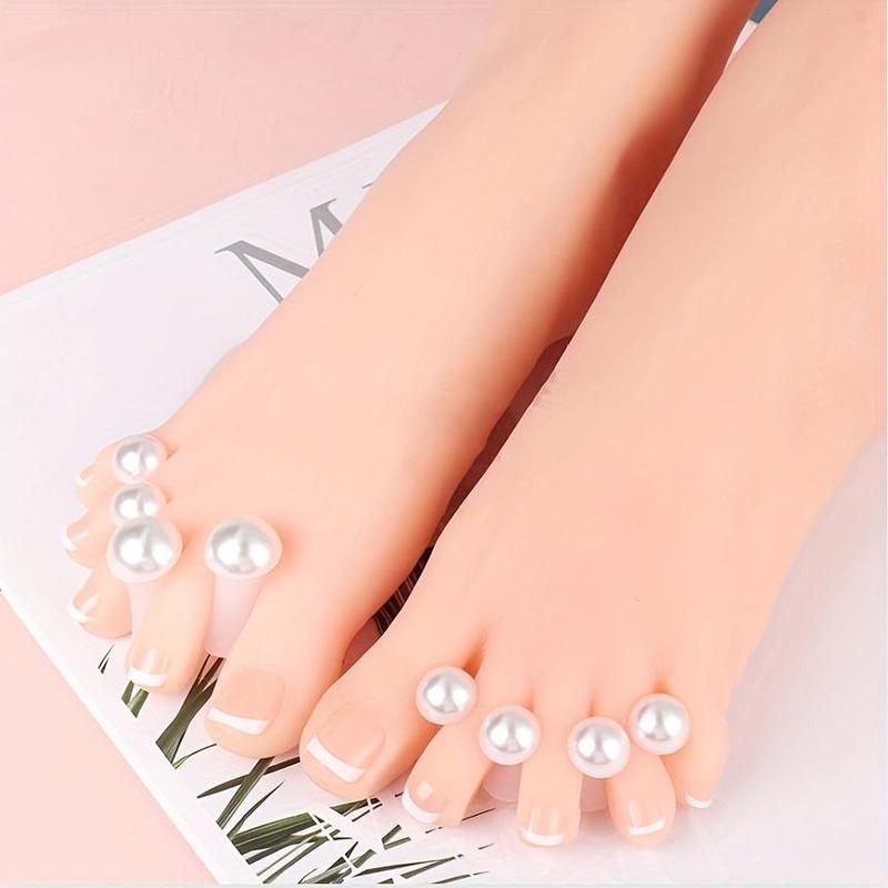 Soft Silicone Toe Nail Separator with Artificial Pearl Decor, 8 Counts set Pedicure Nail Art Tool, Manicure & Pedicure Tool