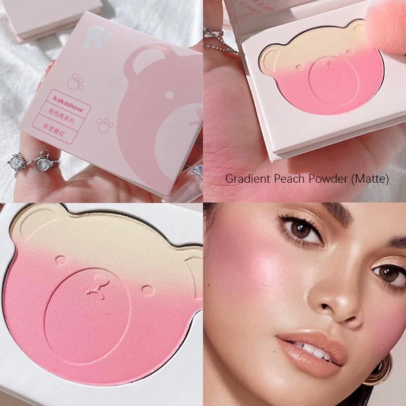 Gradient Blush Powder, Cute Bear Design Blush Palette, Facial Makeup Tools for Daily Use, Fine & Light Blush Palette, Gradient Design Facial Cosmetic, Christmas Gift