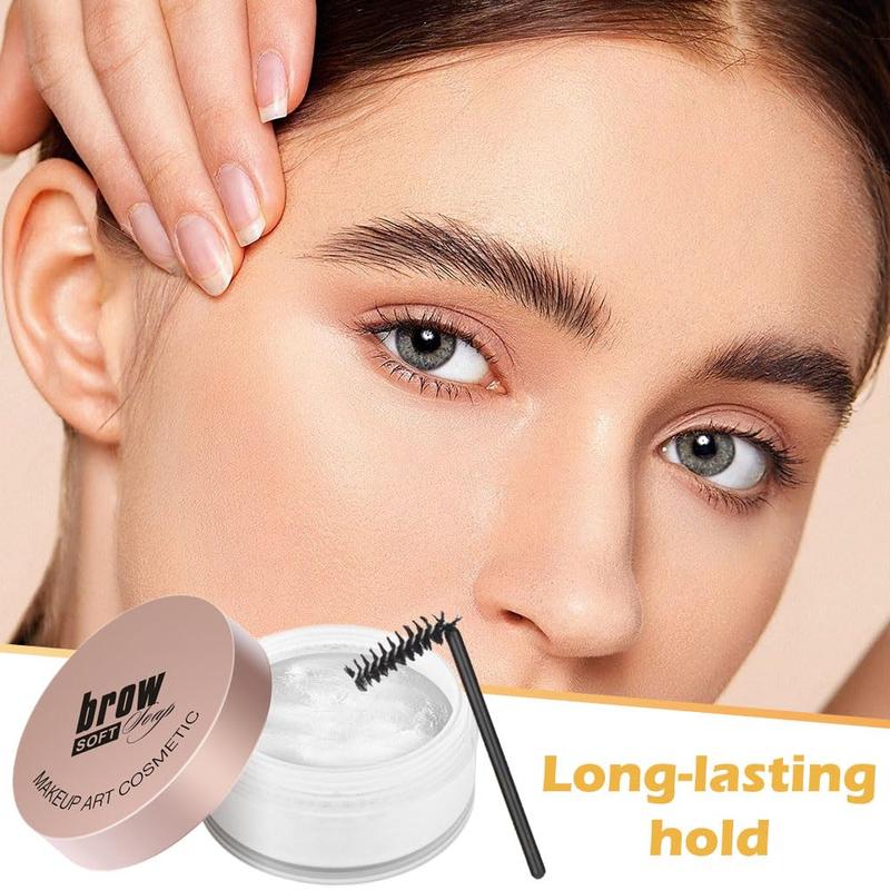 Soap Brows Kit,2Pcs Set Eyebrow Freeze Styling Wax,Waterproof Long-lasting Eyebrows Enhancer Shaping Clear Tint Gel, Eye Brow Makeup Balm Pomade Cosmetics (2pcs 01#)