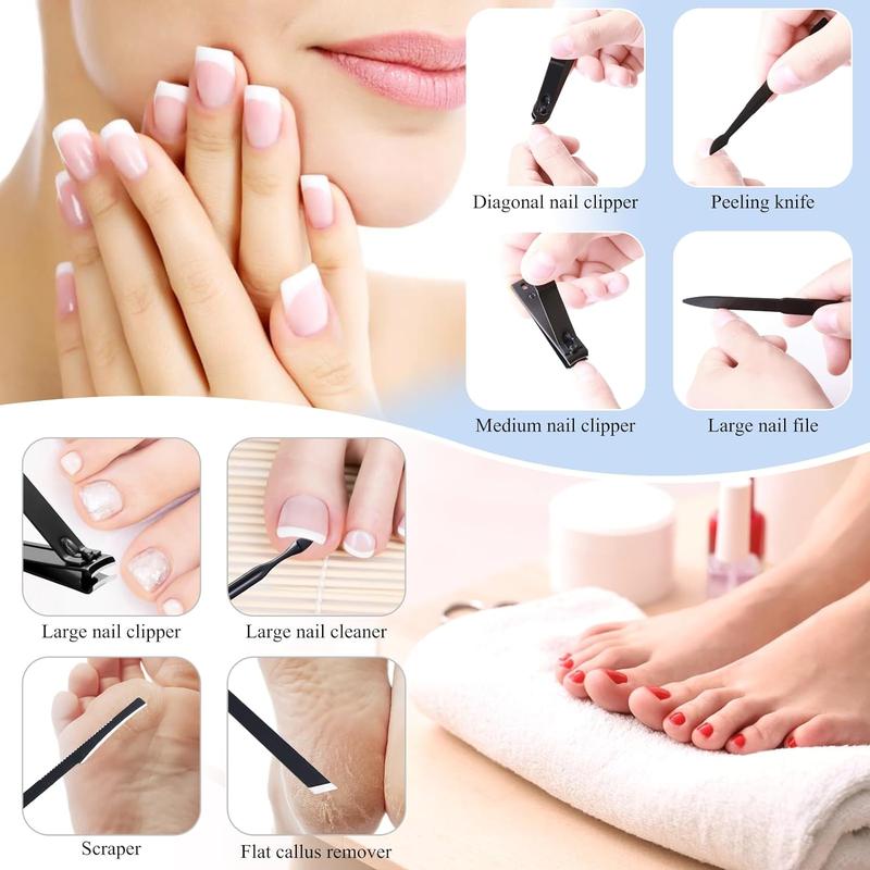 Stainless Steel Nail Clipper Set with Storage Case, 18pcs set Professional Manicure & Pedicure Tool for Home & Salon Use