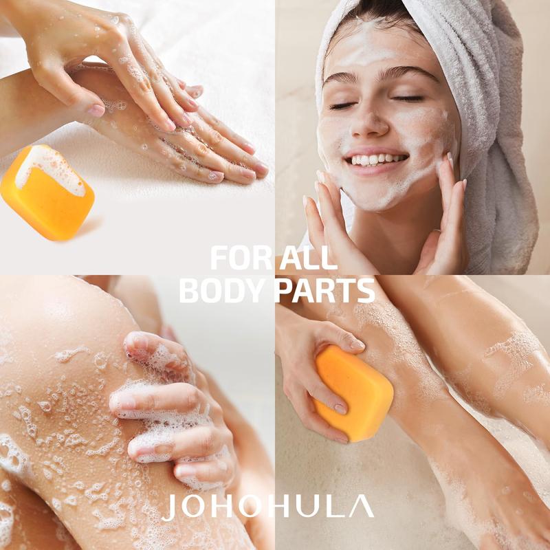 Johohula Turmeric Kojic Acid Soap: Dark Spot Corrector with Vitamin C, Retinol, Collagen. Smooths, firms, brightens. For face & body. 3 x 100g bars