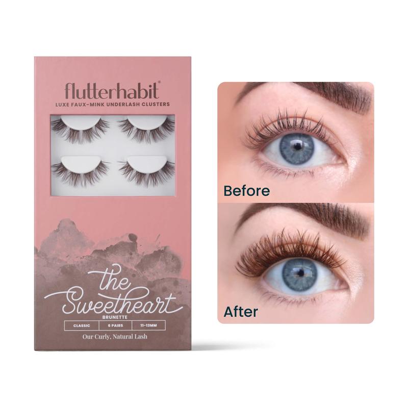 FlutterHabit The Sweetheart pack of 6 DIY false Eyelash Extensions. Under lash application method. Long-wearing - lightweight - natural looking lashes