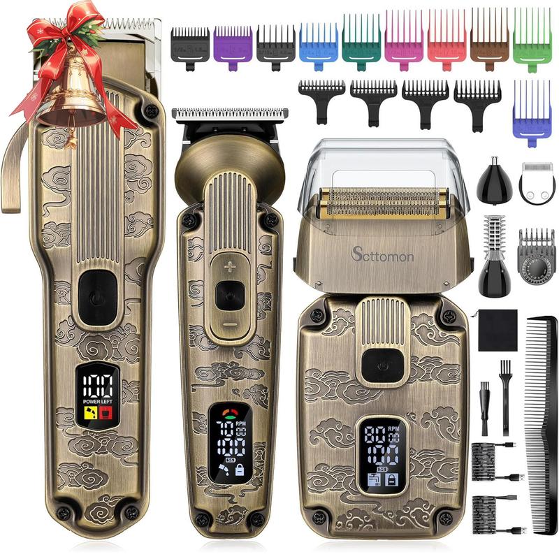 6-in-1 Beard Trimmer Kit & Hair Clipper Set for Men,includes Electric Foil Shaver.Nose & Body Hair Trimmer.Christmas & Thanksgiving gifts.professional father gift trim kit Durable Vintage Waterproof Adjustable Cordless Comfort