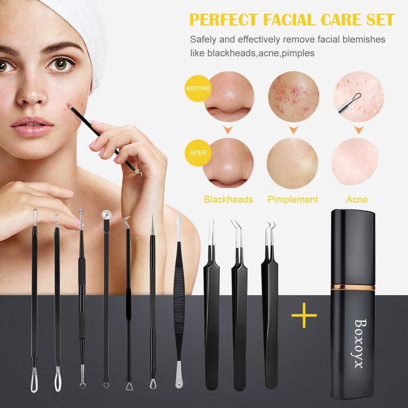 Blackhead Remover Tool Set, 10pcs set Acne Removal Tool Setwith Storage Box, Facial Skin Care Tool for Women & Men, Christmas Gift