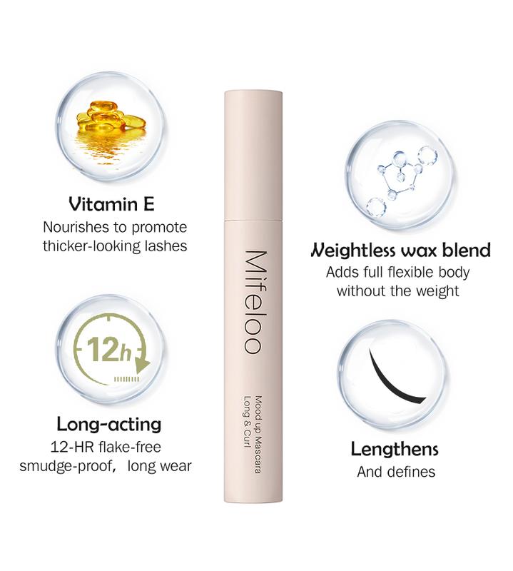 Mifeloo water-based  mascara,Waterproof Volumizing Eyelash Mascara,tubing black natural extension fiber Makeup Cosmetic