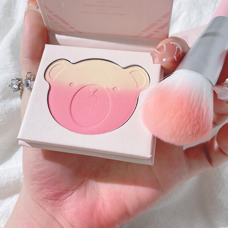 Gradient Blush Powder, Cute Bear Design Blush Palette, Facial Makeup Tools for Daily Use, Fine & Light Blush Palette, Gradient Design Facial Cosmetic, Christmas Gift