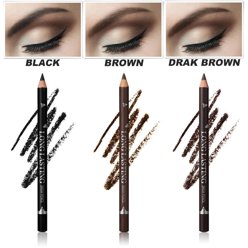 Sumeitang 12 Pcs Black Eyebrow Pencil Eyeliner Set, Waterproof Eye Brow Pencil, Easy to Color, Long Lasting Eye Liner Gel Pen, Women Professional Eye-Makeup Pencil