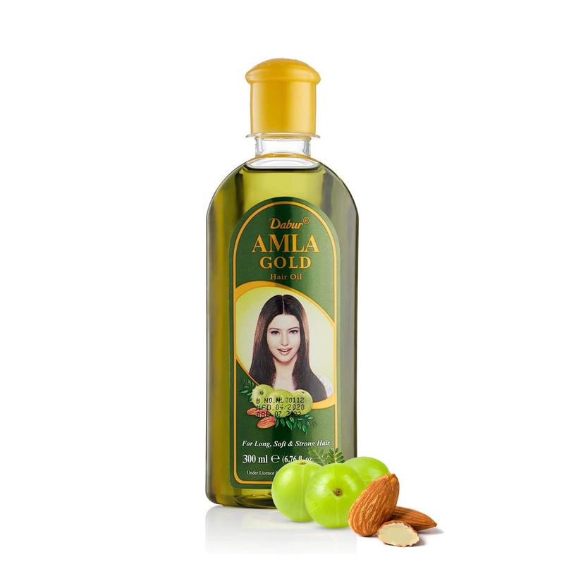 Dabur Hair Oil- Amla Gold, Serum, Almond and Henna - 300 ml - Natural Treatment for Women - Hair Fall Prevention, Scalp Nourishment and Strong