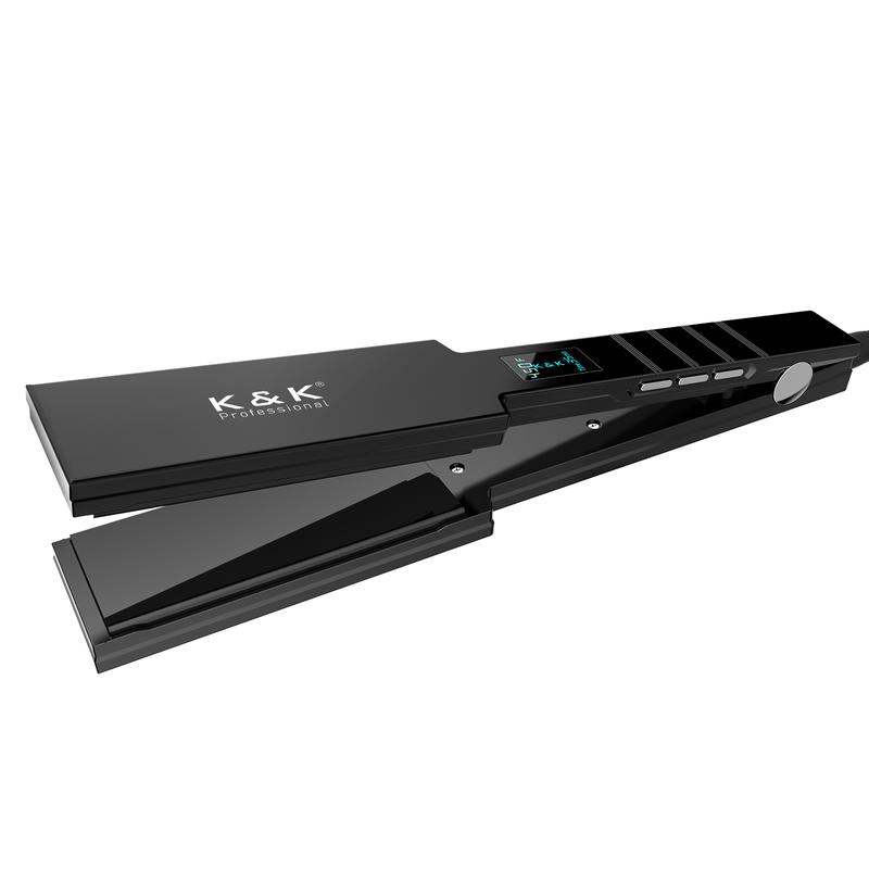 Professional Wide Titanium K&K Flat Iron 1.75 Inch Hair Straightener for Straight and Curly Hair