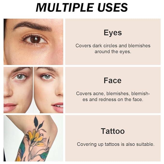 Pot Concealer with Makeup Brush Set,Tattoo Color Correcting Concealer,Full Face Color Correcting Conceal Foundation,Under Eye Concealer Brightener Dark Eye Ring corrector de ojeras