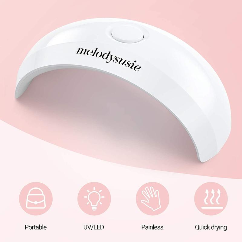 MelodySusie Portable UV LED Nail Lamp for Semi Cured Nail Strips, 6W Mini UV Light with 2 Timers (45s 60s) for Gel Nails, Stickers and Strips Nail Art Nail Care Nail Polish Polish