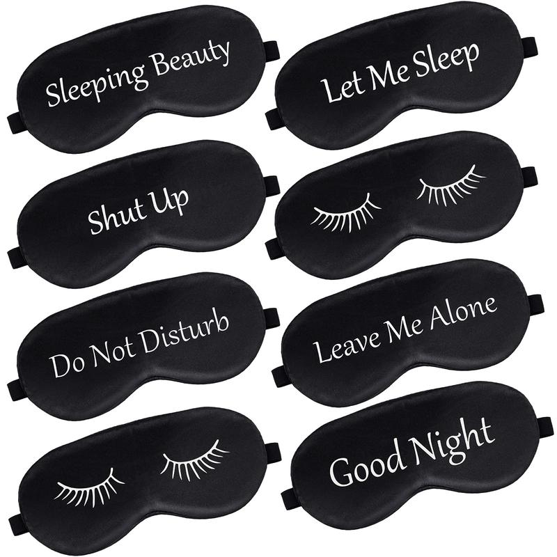 8 Pieces Sleep Mask Silk Eye Mask with Adjustable Strap Soft Blackout Blindfold Sleeping Eye Cover Mask for Women Men Full Night's Sleep, Travel, Nap, Meditation, Blindfold