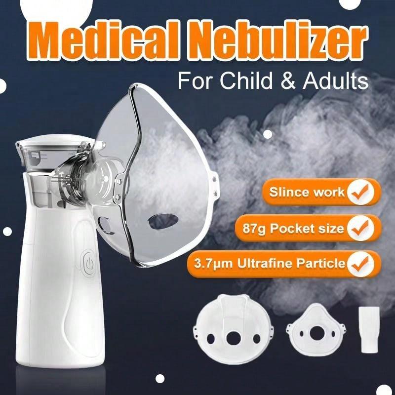 1pc Portable Mesh Nebuliser -Silent, Handheld ElectricNebuliser Machine For Home Or Travel, Treats RespiratoryConditions Including Cough & Cold, Asthma And COPD