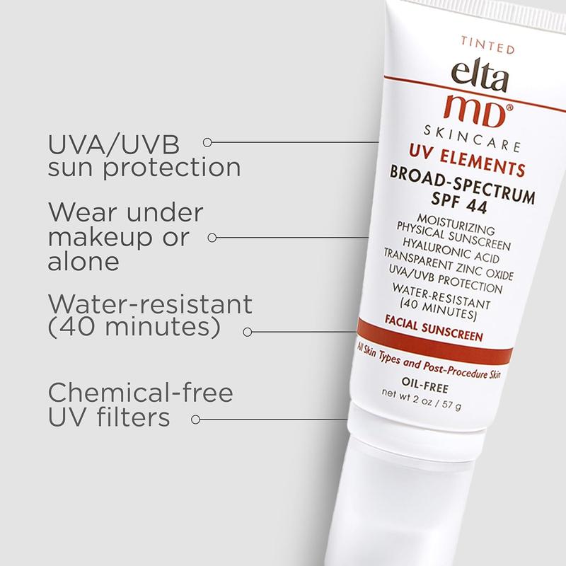 EltaMD UV Elements Tinted Moisturizer with Broad-Spectrum SPF 44, Mineral Face Sunscreen, Water-Resistant, Oil-Free, Face Moisturizer 2.0 oz Airless Pump