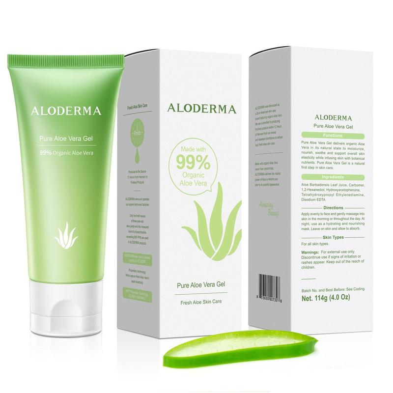 Aloderma Pure Organic Aloe Vera Gel and Hydrators - Made within 12 Hours of Harvest for Maximum Bioactivity Ideal for Skin Repair, Scalp, & Hair, Soothing Aloe Moisturizer