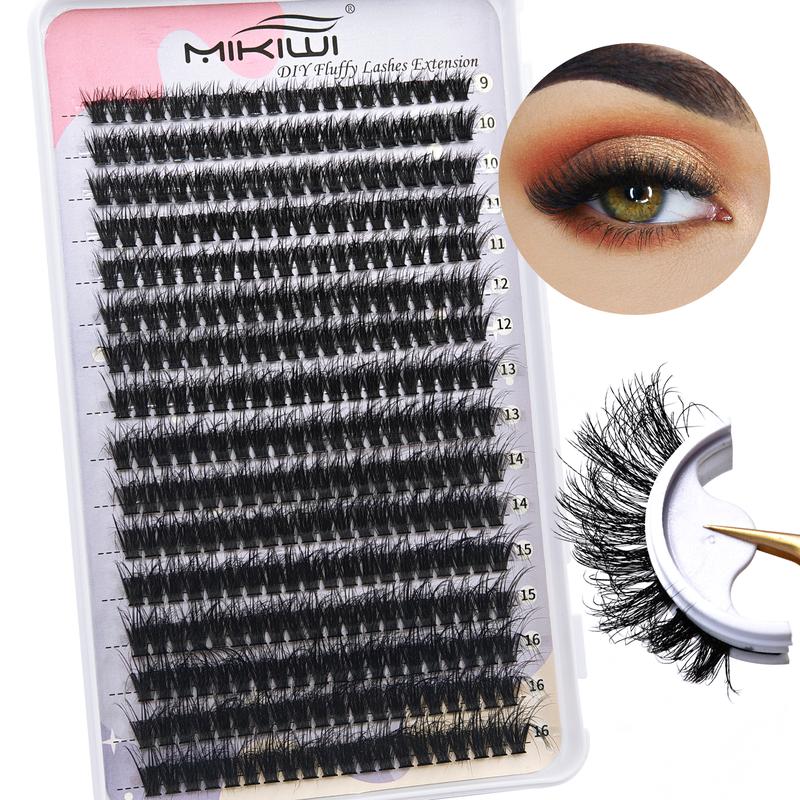 320 Pcs Lashes Cluster 60D+80D 12-18MM Mixed Cluster Lashes 16 Rows Eyelash Extensions Makeup Cosmetic DIY Fluffy D Curl Cluster Eyelashes