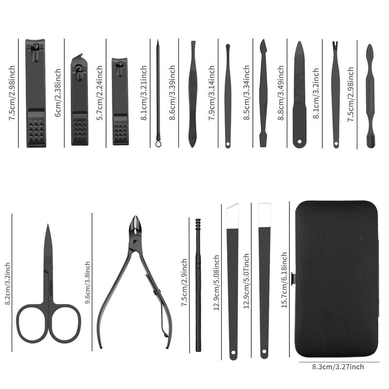 Stainless Steel Nail Clipper Set with Storage Box, 15pcs set Nail Clipper Kit, Professional Manicure & Pedicure Tool for Home & Salon Use