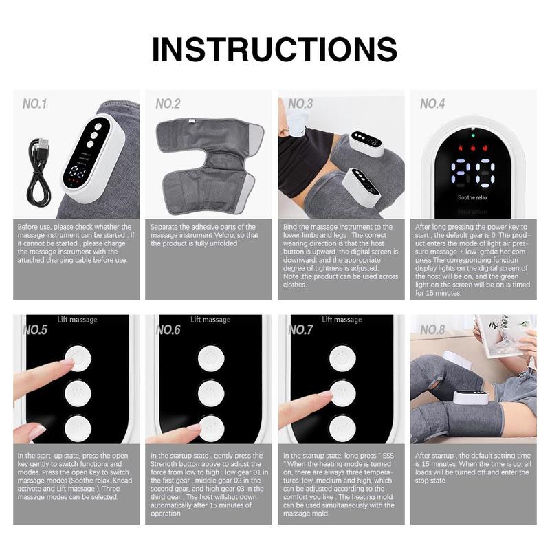 Electric Thigh Calf Leg Massager, 2 Counts set Type-c Rechargeable 3 Speed Hot Compress Knead Leg Massager, Leg Massage Device for Women & Men