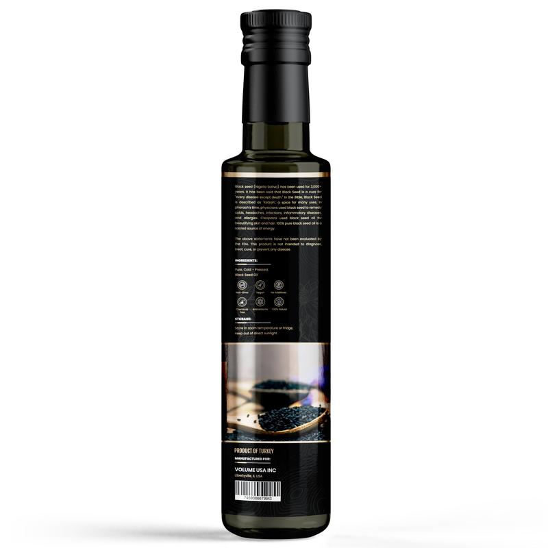 High TQ 100% Pure Black Seed Oil (8oz, Glass Bottle)