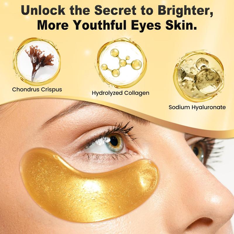 24k Gold Eye Patches,50pairs Set Eye Mask with Collagen For Wrinkles,Eye Gel Patches for Puffy Eyes,Dark Circles