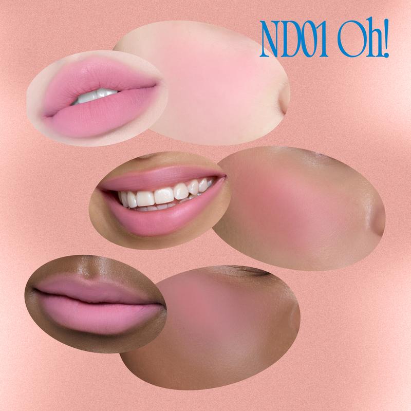 [Oh! Baddie] fwee Lip&Cheek Blurry Pudding Pot | Makeup Blush and Blurred Matte Lips | Pudding Texture, Airbrushed Finish | 2 colors (Oh!+Baddie) + Lip brush makeup set