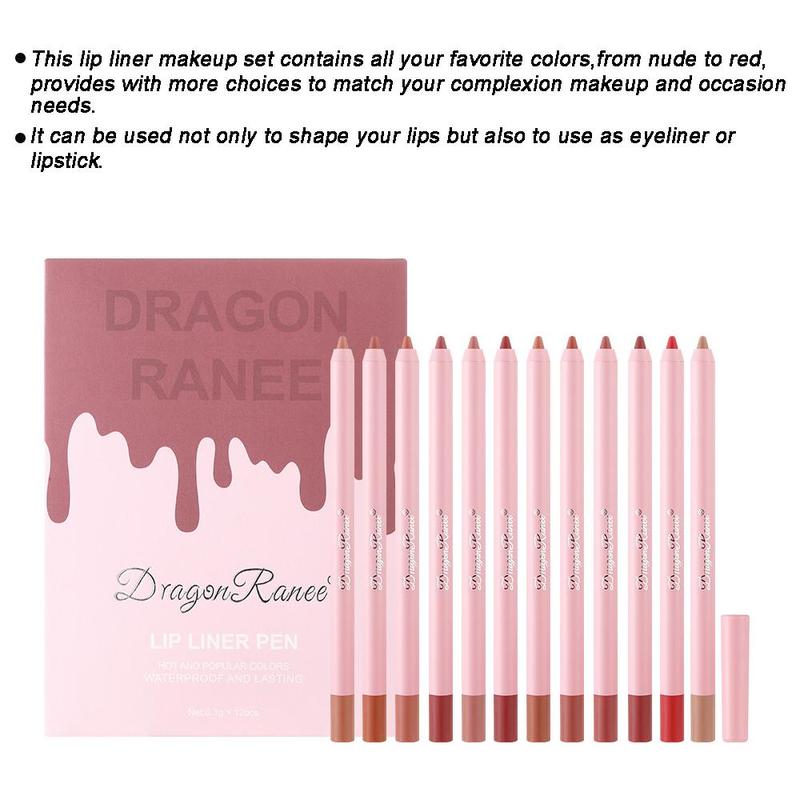 Multi Stick Lip Liners Makeup Products, 12pcs set Long Lasting Lip Liners Set, Waterproof Matte Lip Liner Pencil Suitable for All Occasions Lip Makeup for Girls and Women, Christmas Gift