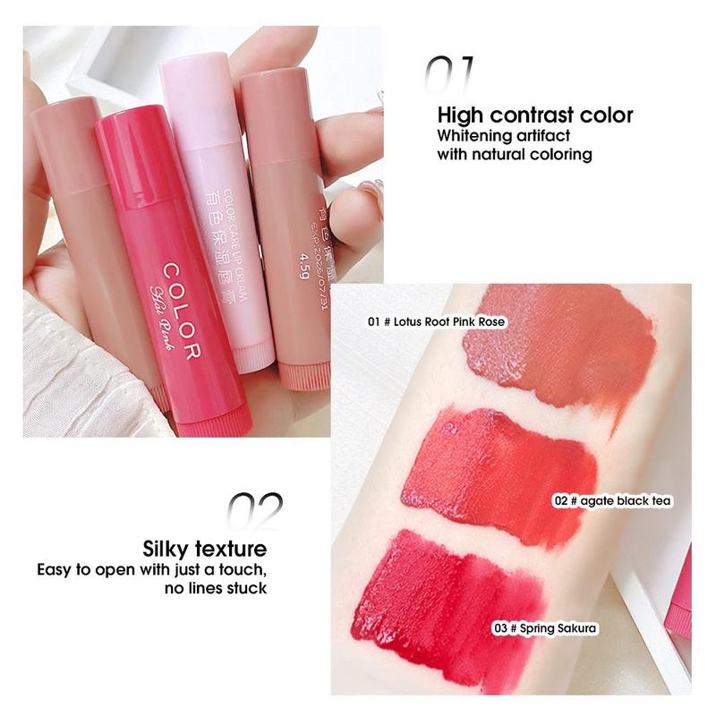 3pcs Moisturizing Lip Balm, Tinted Lip Care Lipstick, Lip Moisturizer Prevents Dry Cracks and Reduce Lip Wrinkles, Christmas Gift