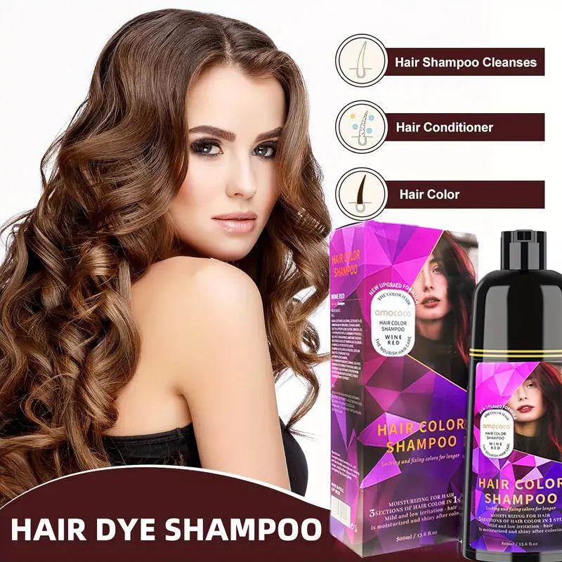 Hair dye Shampoo, Quick hair dye,hair care, Fruity aroma, Various colors available, 3-In-1 Plant extracts Natural Shampoo, Long Lasting, Ammonia-Free, Haircare, Mild (500 mL)